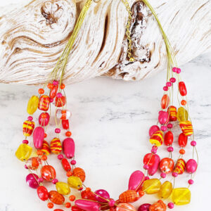 DC1506PK MIXED GLASS BEAD NECKLACE