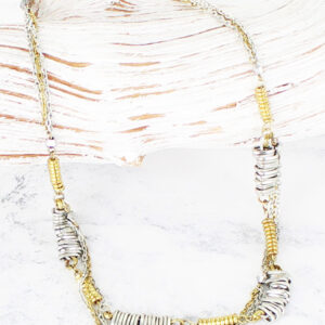NP1007 SHORT MIXED METAL DOUBLE-STRAND CHAIN NECKLACE