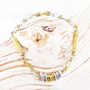 NP1008 MIXED METAL BAR & CHAIN BRACELET