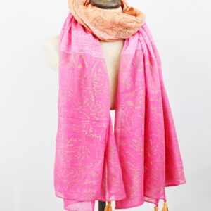 PG1502 BLOCK PRINTED COTTON SCARF (100 x 180cm)